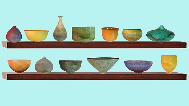 Otto & Gertrude Natzler, (Austria/America, 20C.), 
collection of glazed earthernware vessels, 1950's – 1970's Natzler Collection